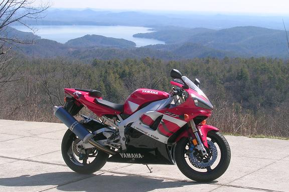 [Vicki's R1 overlooking Lake Jocassee in north-western South Carolina.]