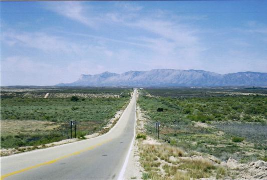 [The road leading to the Guadalupe Mountains.]